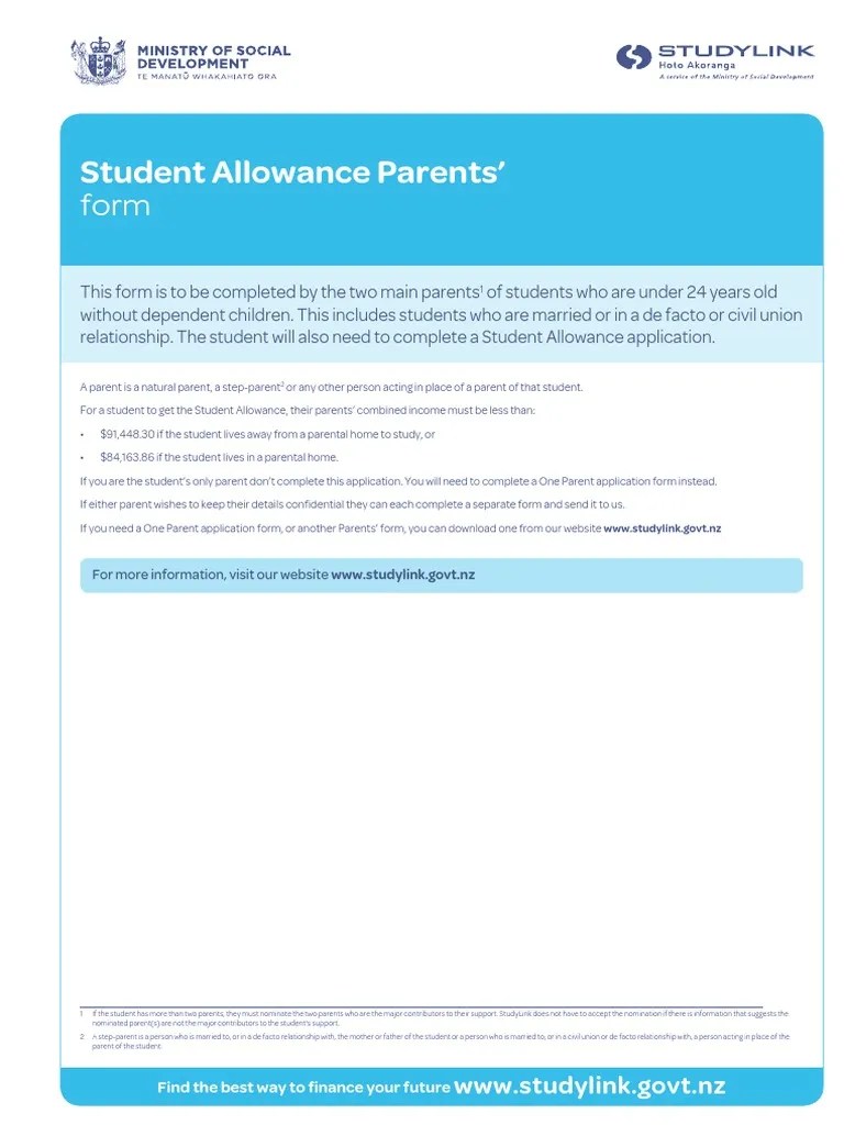 Student Allowance Parents Pension Dividend
