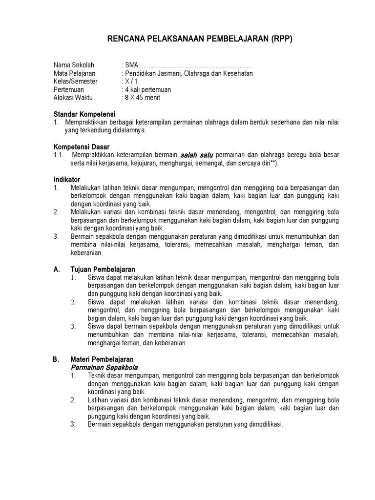 Rpp K13 Penjas Sma Kumpulan Kunci Jawaban Buku