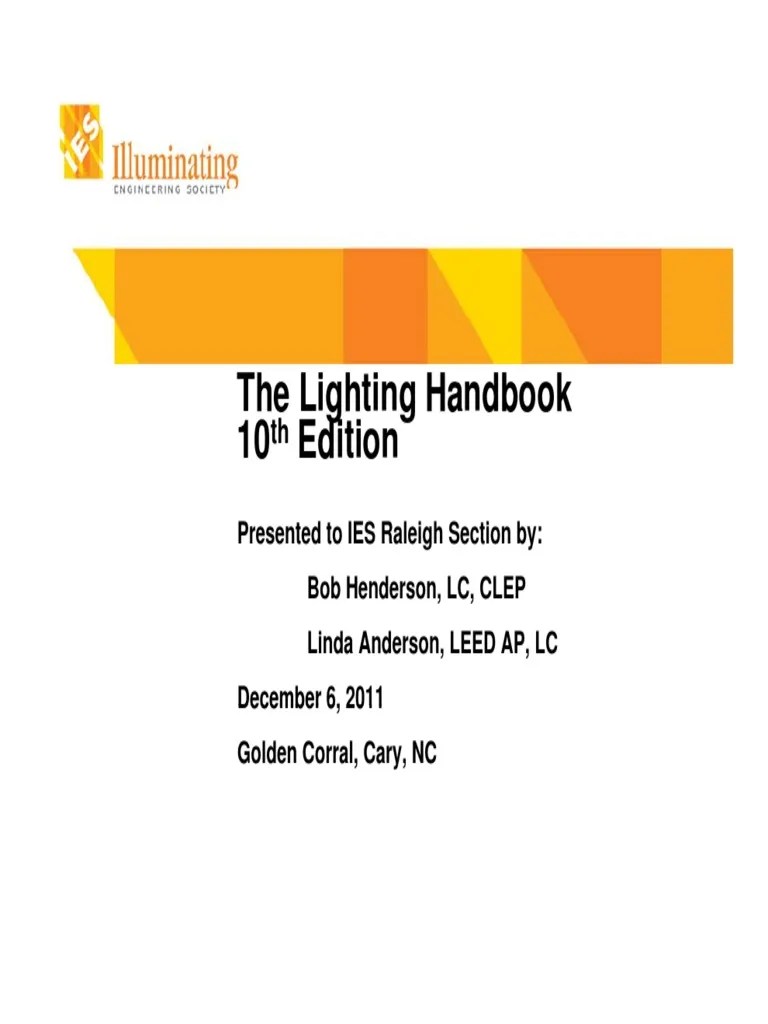 IES Lighting Handbook 10th Edition PDF Lighting Light