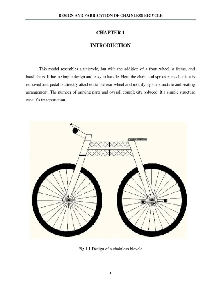 DESIGN AND FABRICATION OF CHAINLESS BICYCLE Human Powered Vehicles