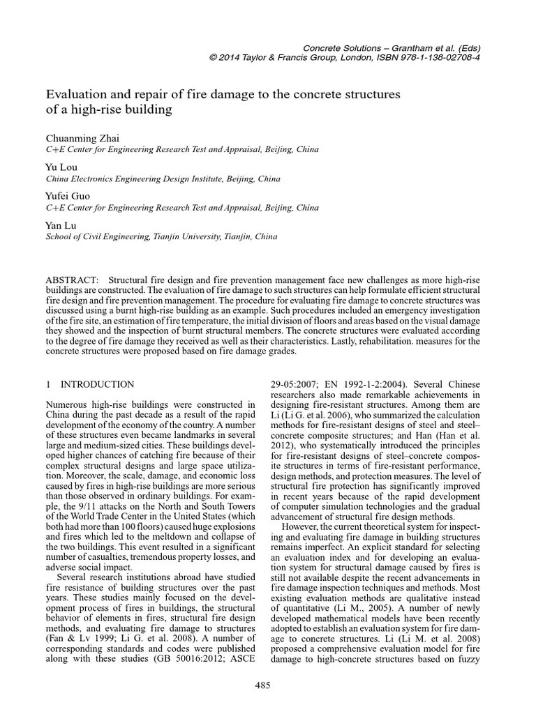 Evaluation and Repair of Fire Damage to the Concrete Structures of a