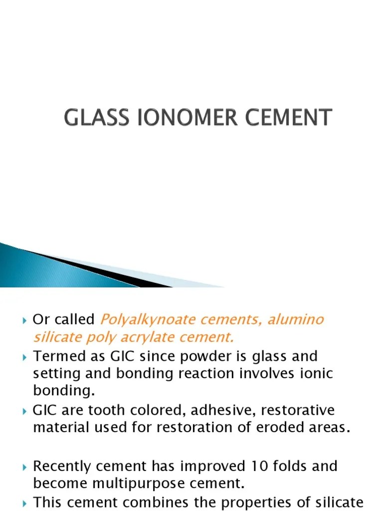 GLASS IONOMER CEMENT.pptx Chemistry Materials