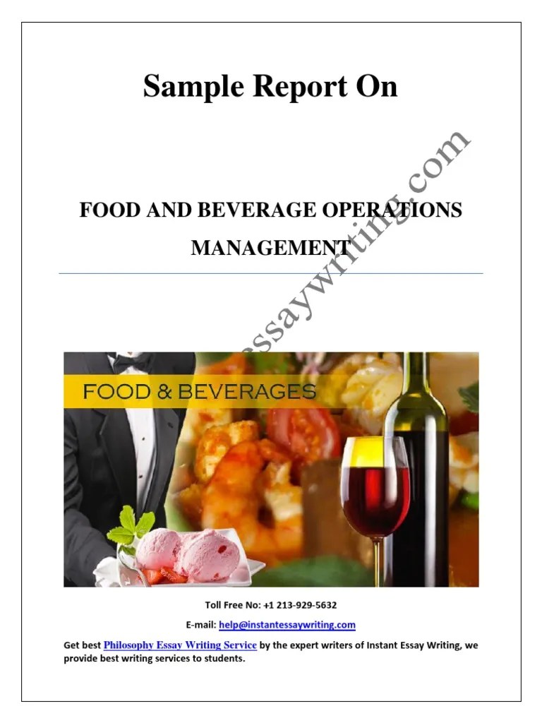 Sample Report on Food and Beverage Operations Management By Instant