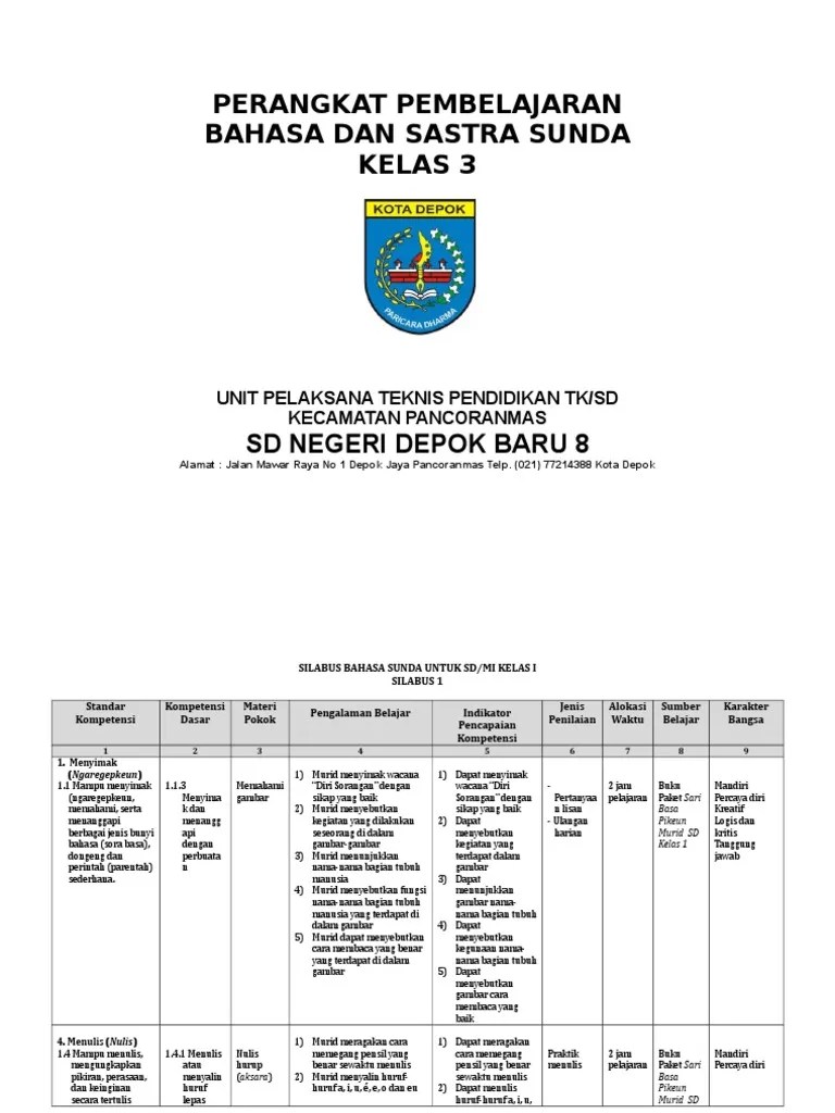 Rpp Bahasa Sunda Sd Kelas 1 Kurikulum 2013