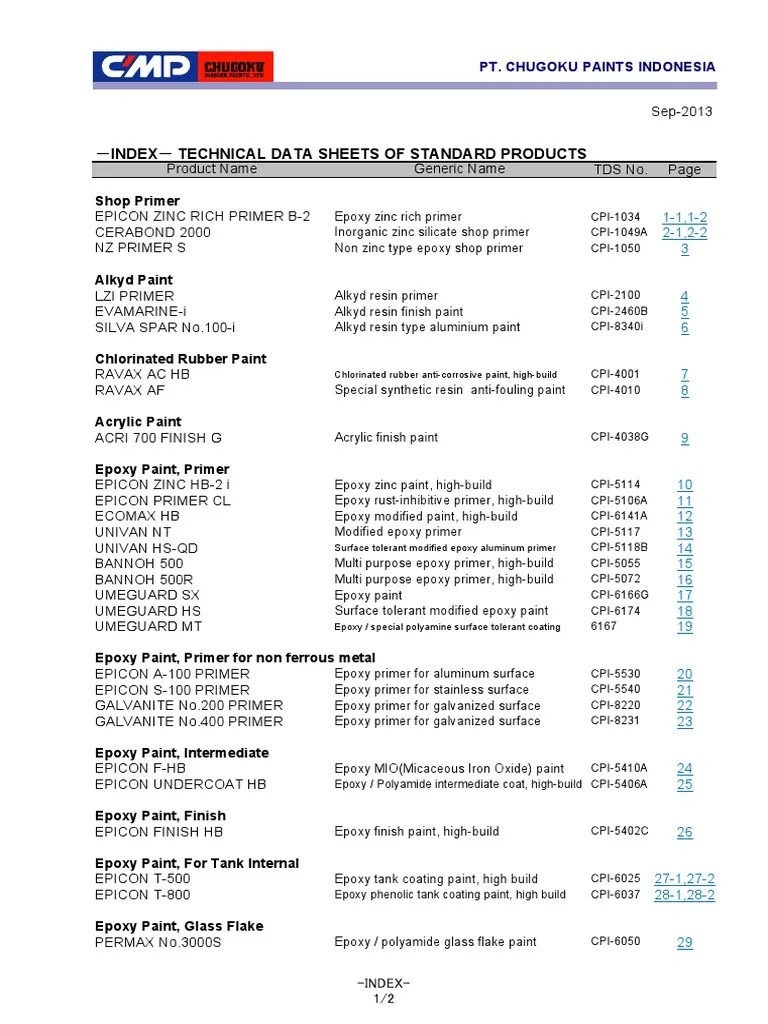 Chugoku Technical Data Sheets 2014 Paint Epoxy