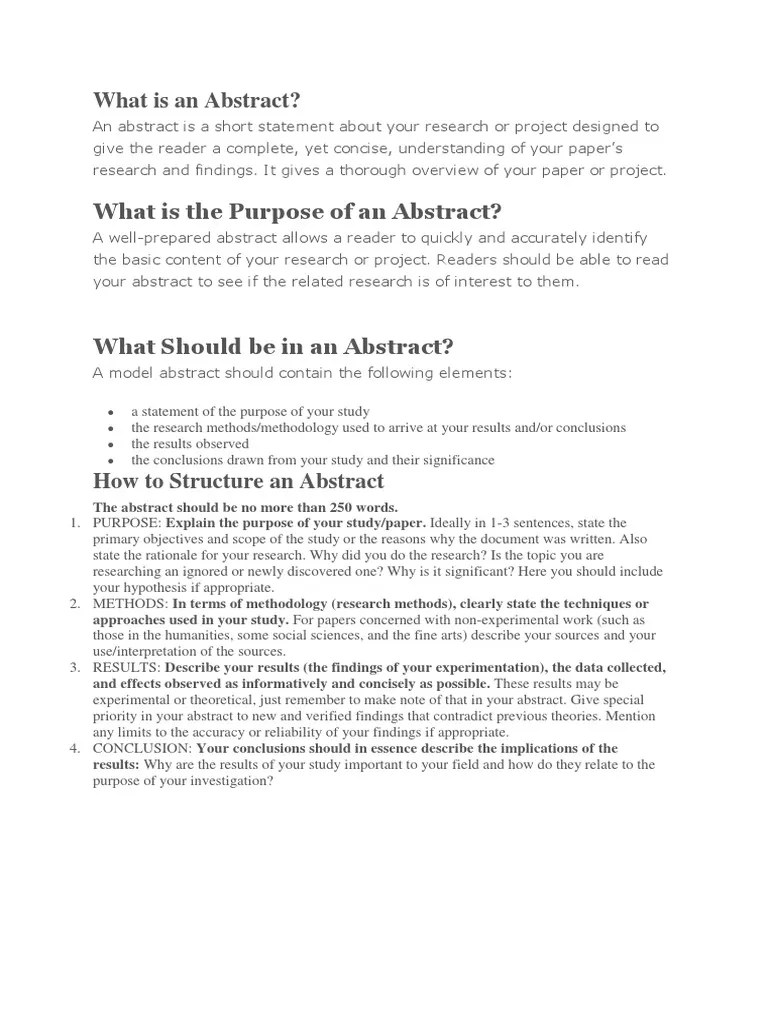 What Is The Purpose of An Abstract? PDF