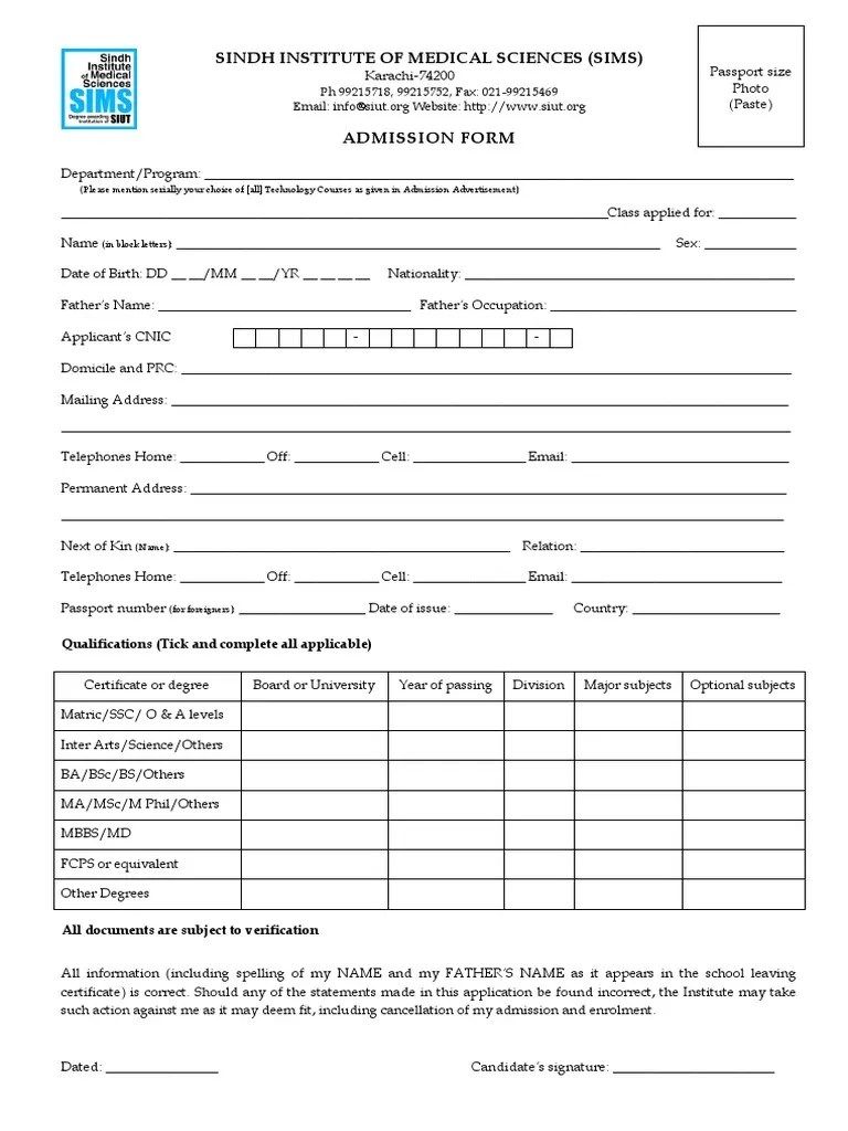 Bs Medical Technology Form Identity Document Wellness