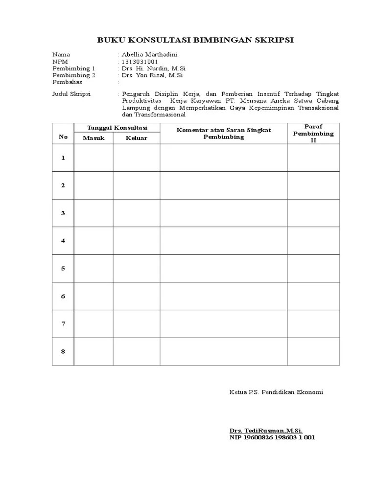 Buku Konsultasi Bimbingan Skripsi | Pdf