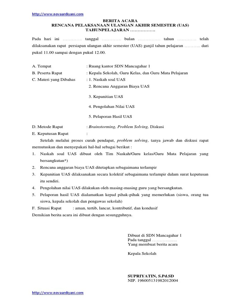 Berita Acara Rapat Uas | PDF