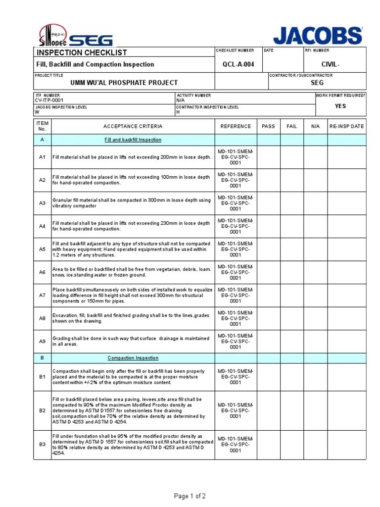 Checklist 4 Civil Engineering Engineering