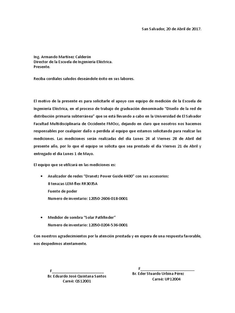 Carta Prestamos de Equipo a EIE