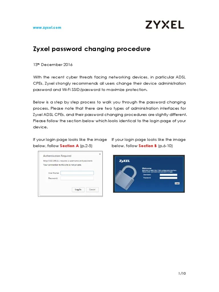 Zyxel Password Changing Procedure 20161213 v2 Wireless Lan Wi Fi
