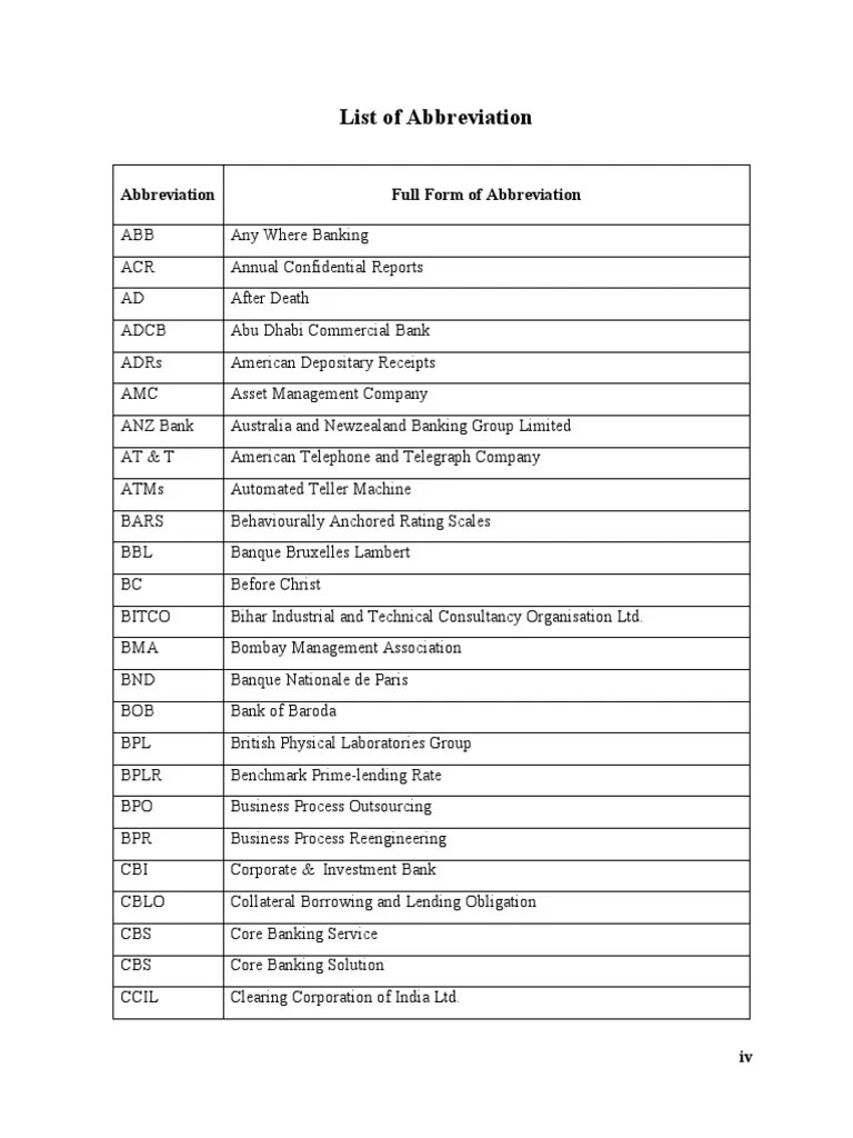 09_list of Abbreviations Banks Financial Services Companies Free