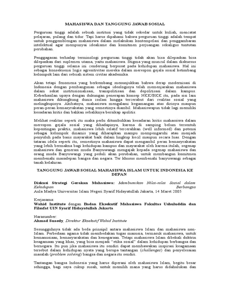 Mahasiswa Dan Tanggung Jawab Sosial