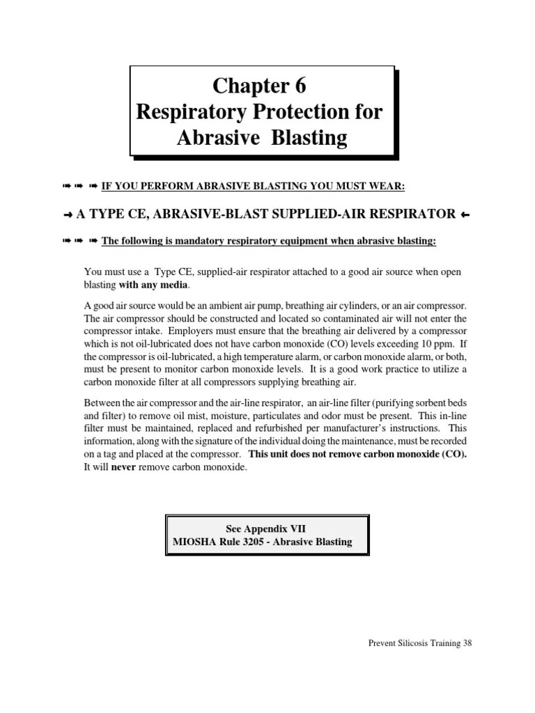 Respiratory Protection For Abrasive Blasting PDF PDF Personal