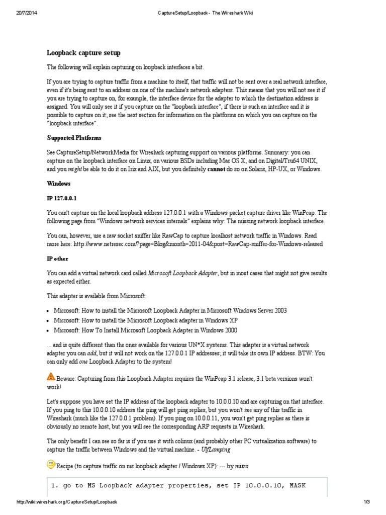 CaptureSetup_Loopback The Wireshark Wiki Computer Network Gateway