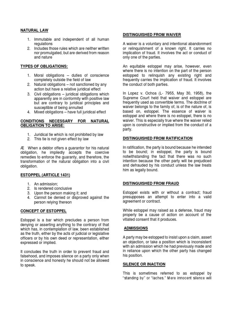 Natural Law PDF Estoppel Laches (Equity)