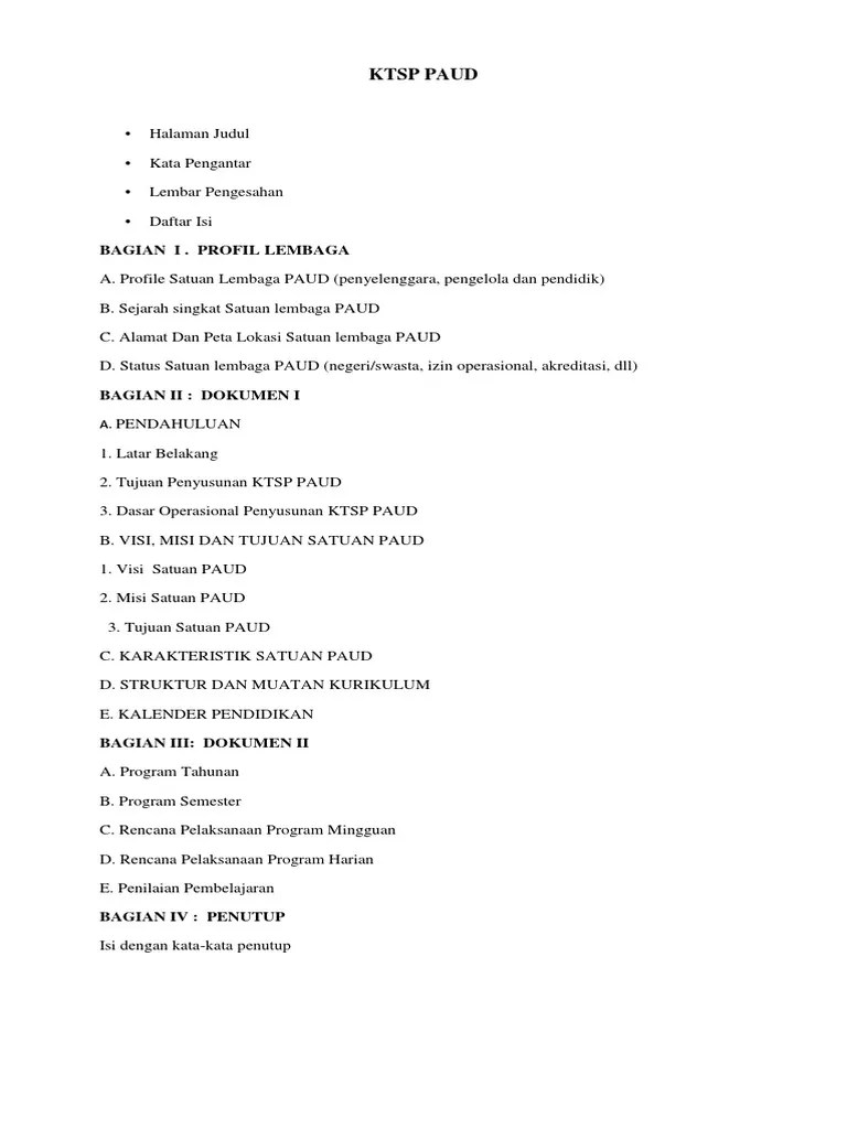 KTSP Paud | PDF