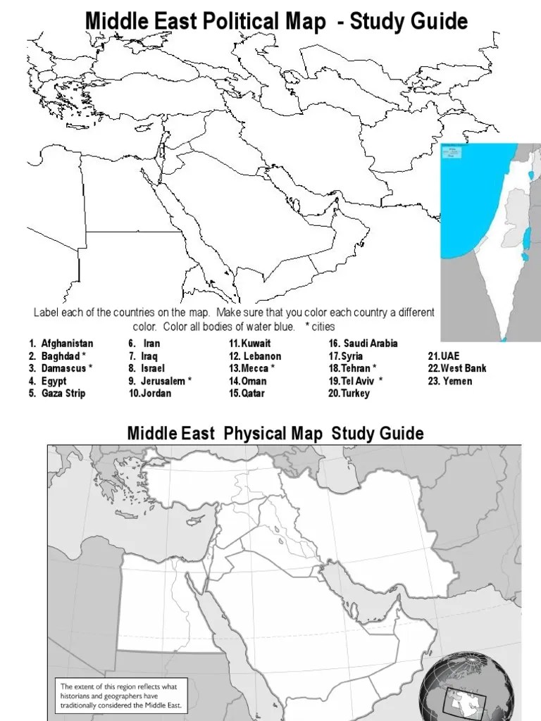 Middle East Study Map middle east map study guide 2017 Arabian Peninsula Middle East