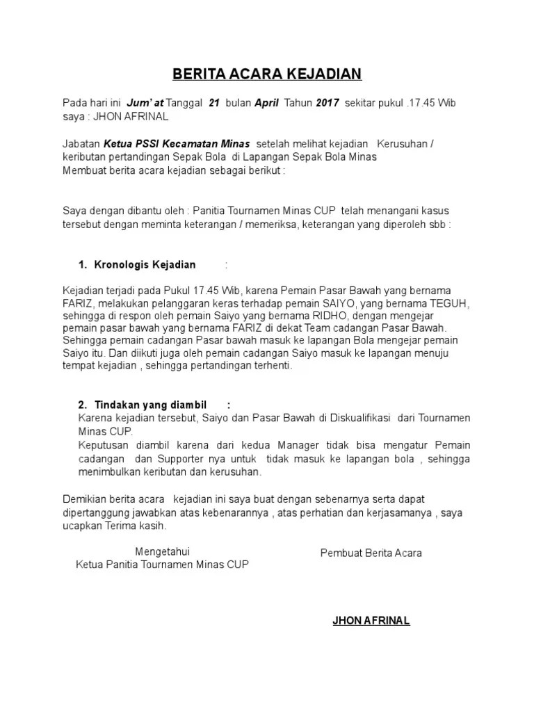 Contoh Laporan Peristiwa Tahun 2017