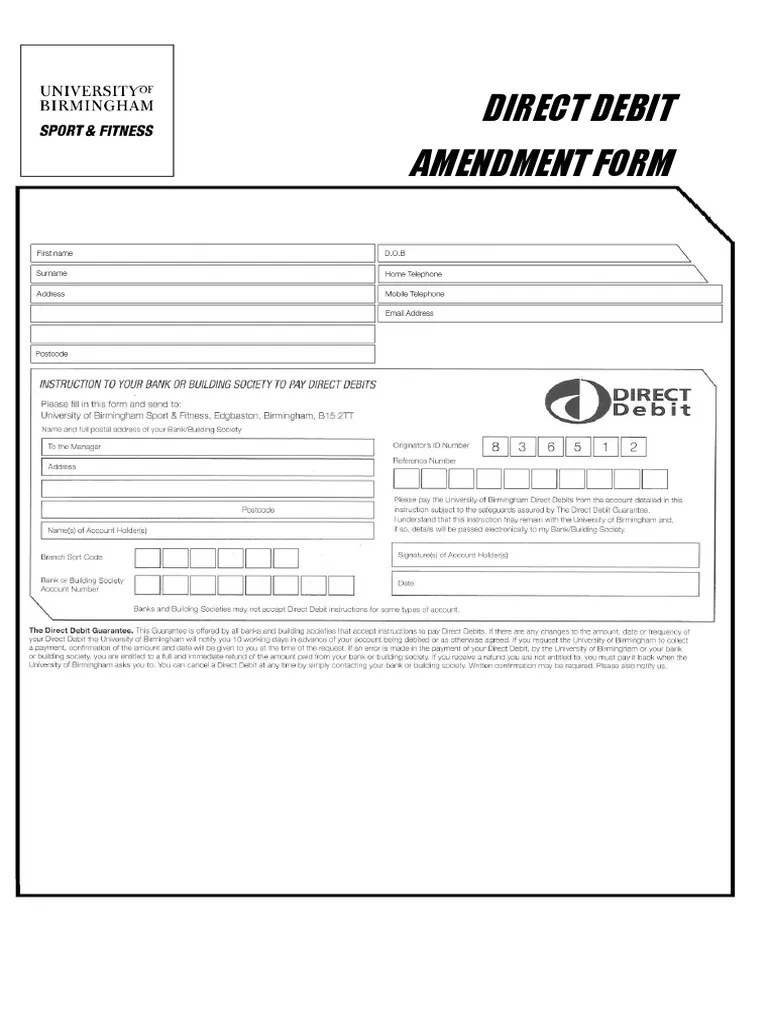Direct Debit Form PDF