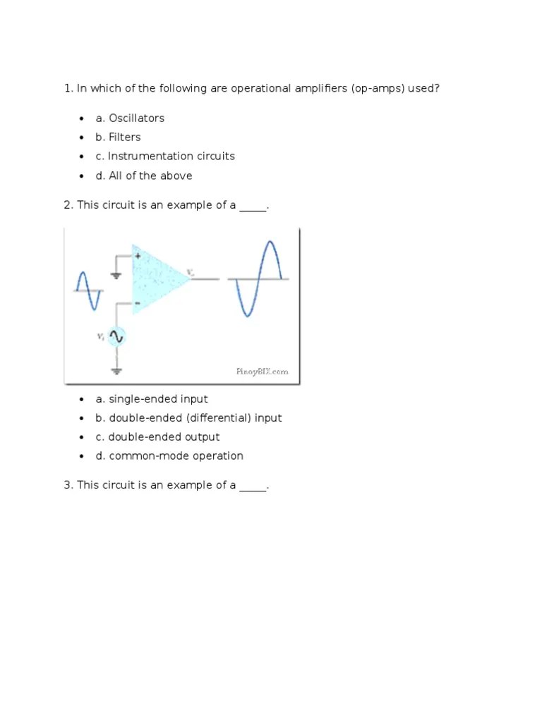 Poweramps MCQ Reviewer PDF Operational Amplifier Amplifier
