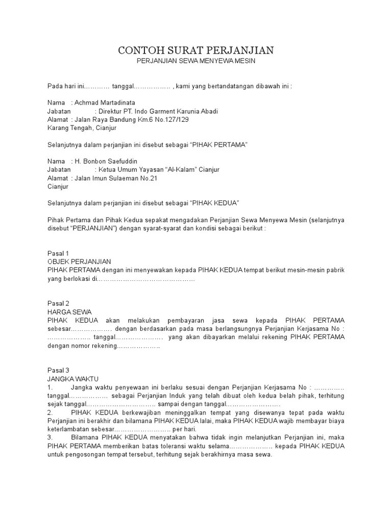 Yuk simak contoh surat perjanjian sewa rumah yang benar beserta syarat dan isinya berikut ini. Menyewa Contoh Surat Perjanjian Kontrak Rumah Sederhana Nusagates