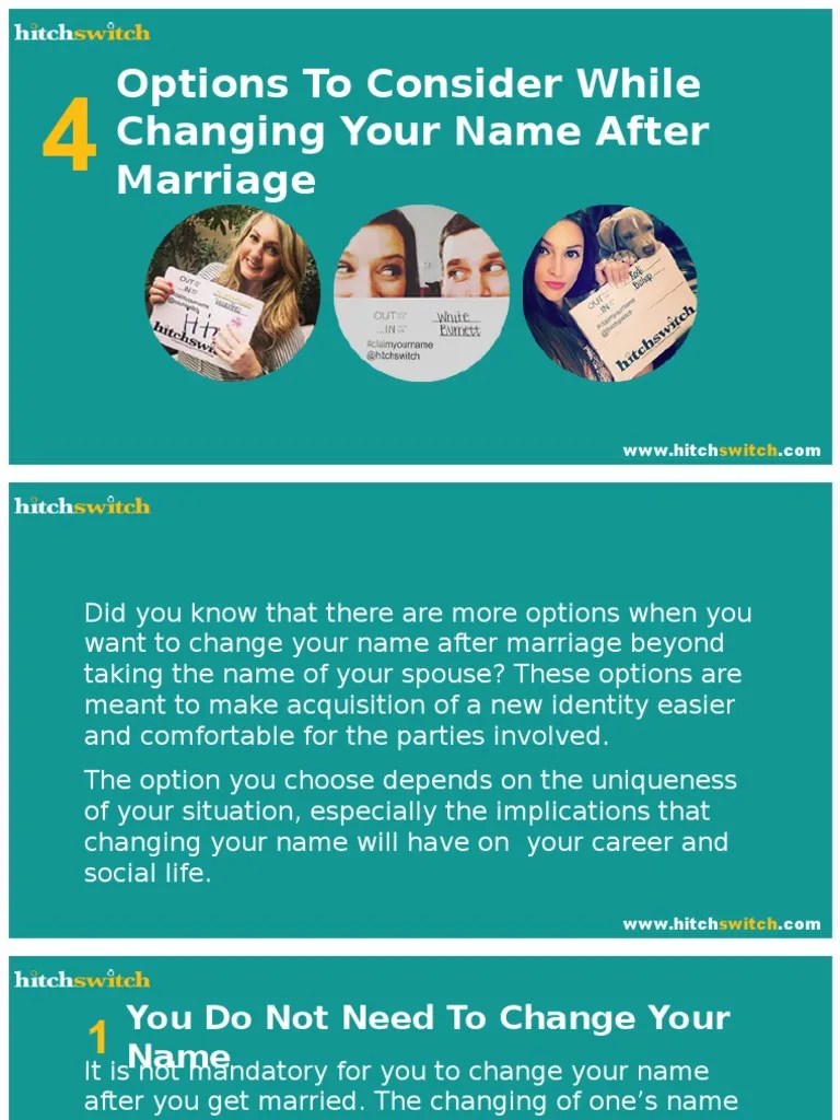 4 Options To Consider Change Name To Married Name PDF Family
