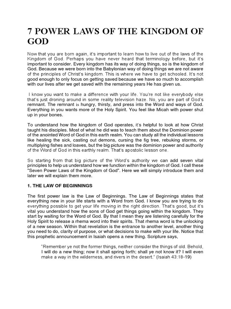 7 Power Laws of The Kingdom of God PDF Religious Faiths Religious