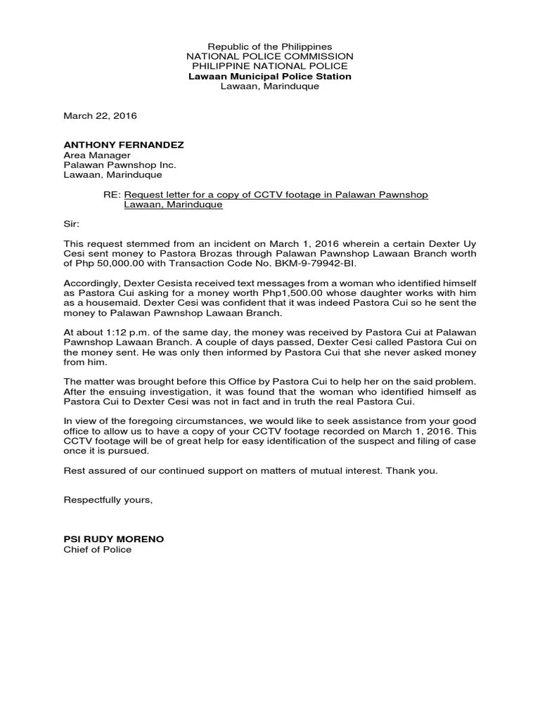 Request for CCTV Footage