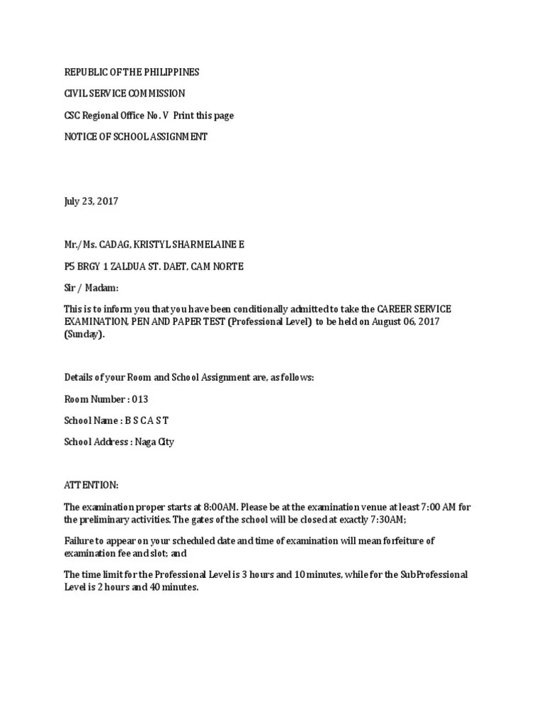 Example of Notice of Assignment PDF Identity Document Government