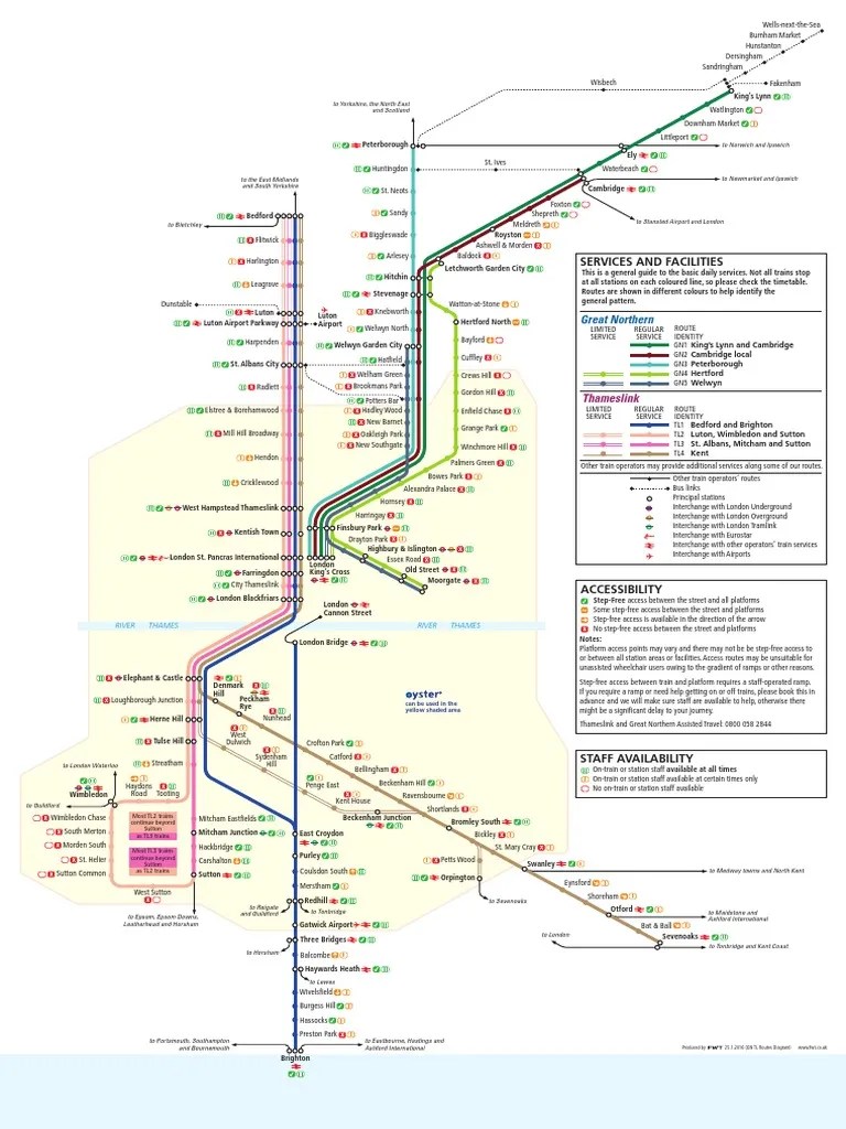 Great Northern Train Map Great Northern and Thameslink Route Map Transportation Engineering