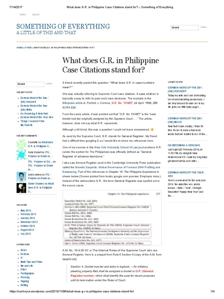 What Does G.R Mean PDF Case Citation Languages
