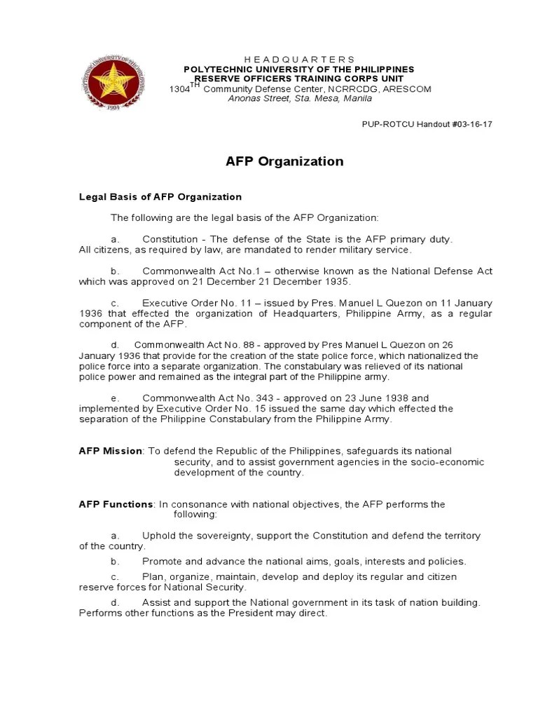 03 AFP Organization Staff (Military) Defense Policy