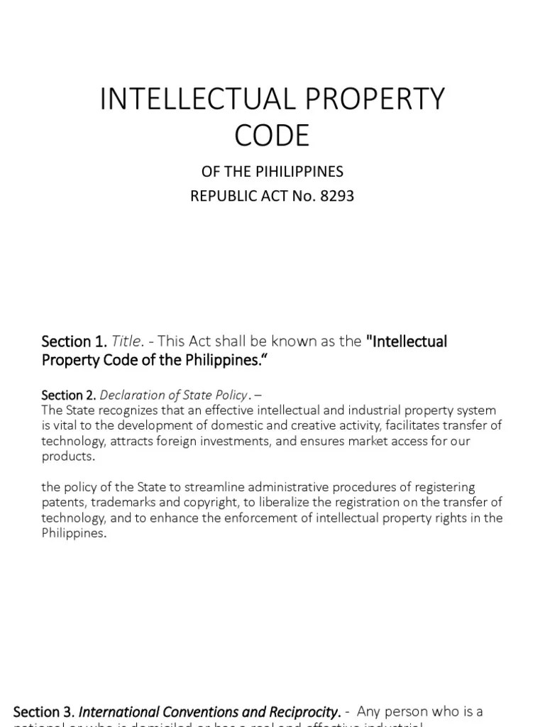 Intellectual Property Code PDF Intellectual Property Jurisdiction