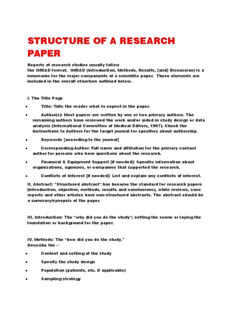 STRUCTURE OF A RESEARCH PAPER.docx Abstract (Summary) Science