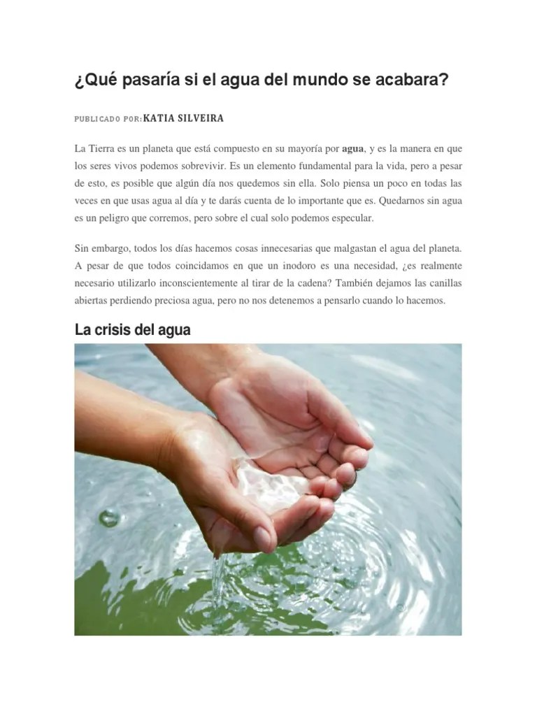 Qué Pasaría Si El Agua Del Mundo Se Acabara Riego Agua