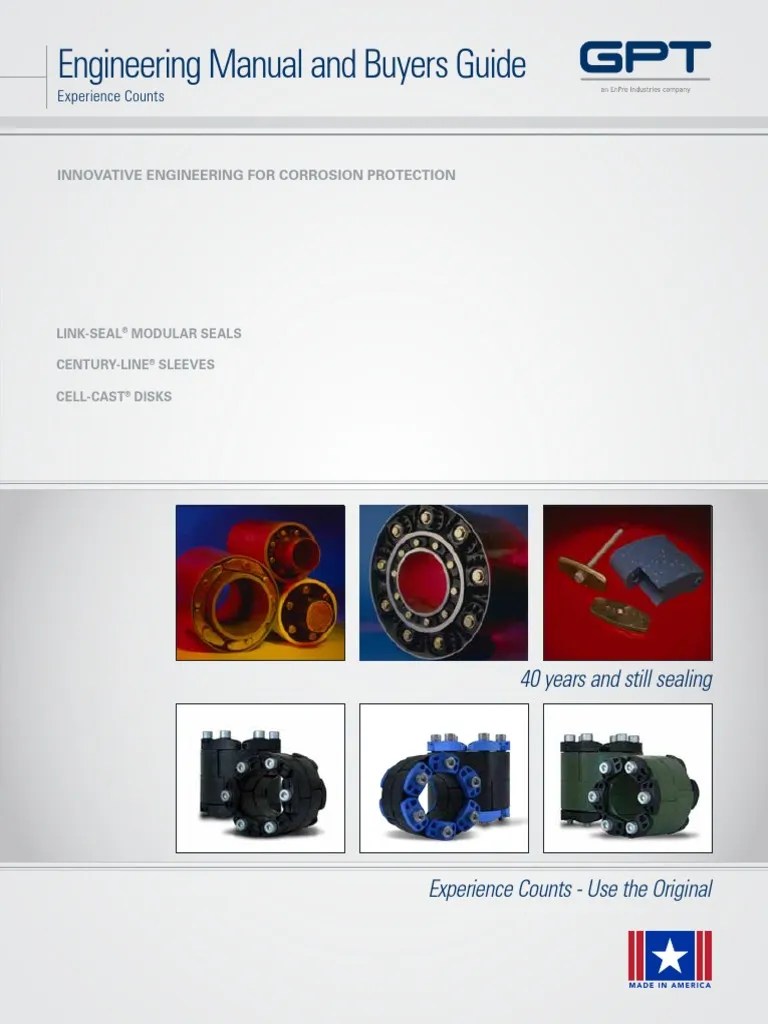 Piping LinkSeal Catalog Pipe (Fluid Conveyance) Screw