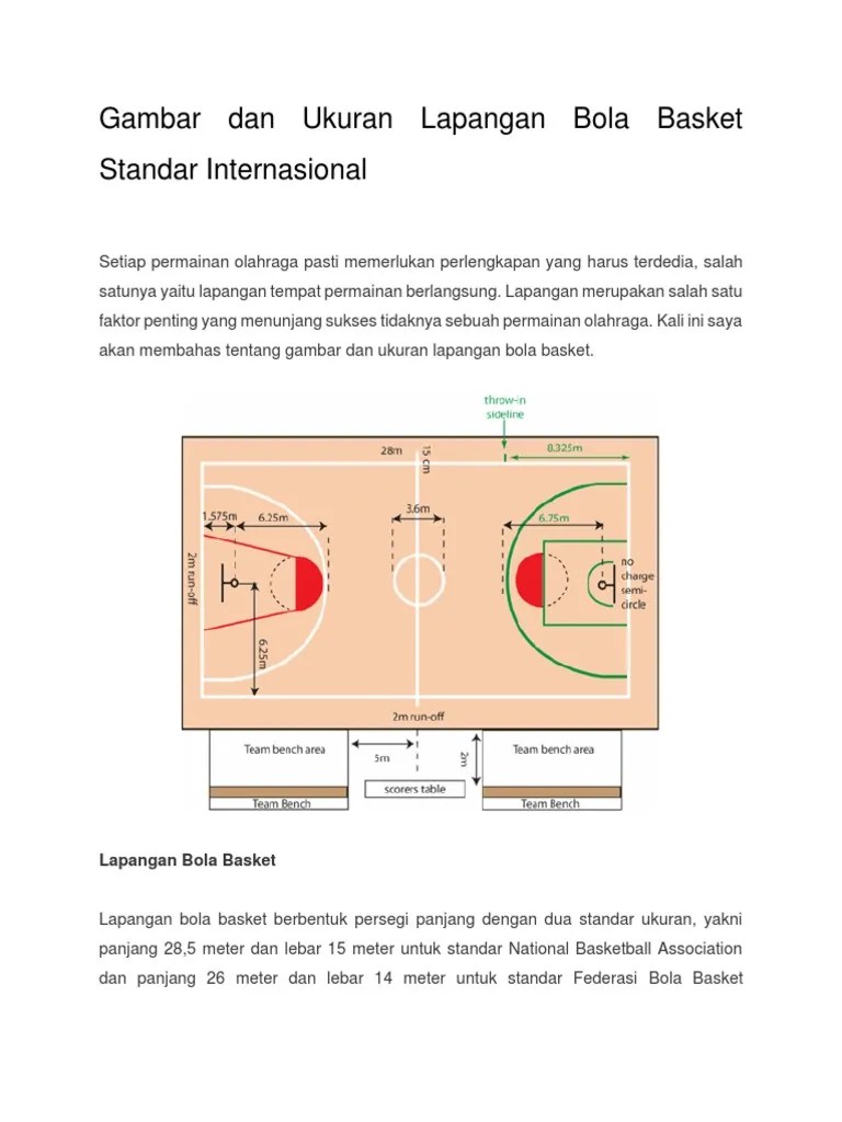 Ukuran Panjang Dan Lebar Lapangan Bola Basket Adalah