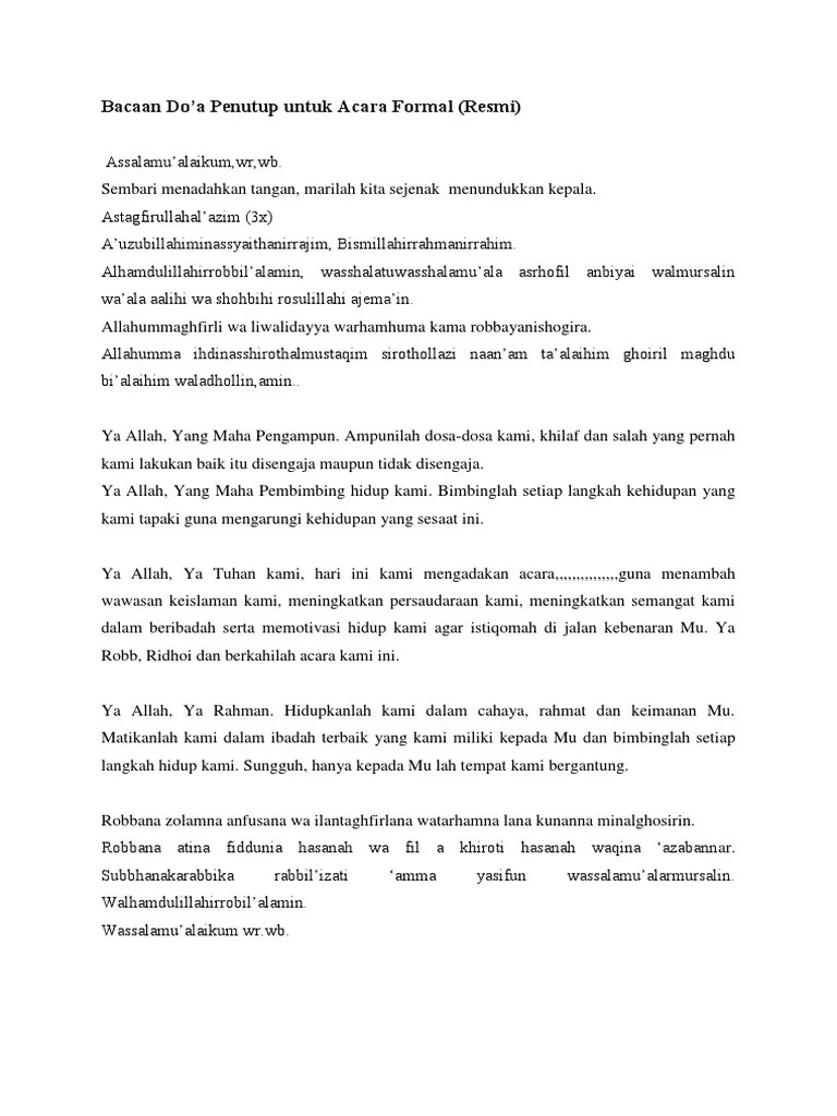 Bacaan Do&rsquo;a Penutup Untuk Acara Formal (Resmi) | PDF