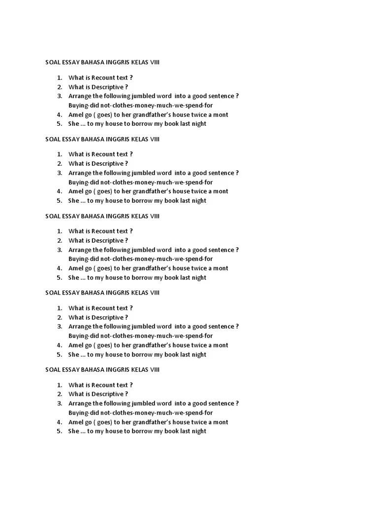 Contoh Soal Bahasa Inggris Arranging The Sentence Beserta
