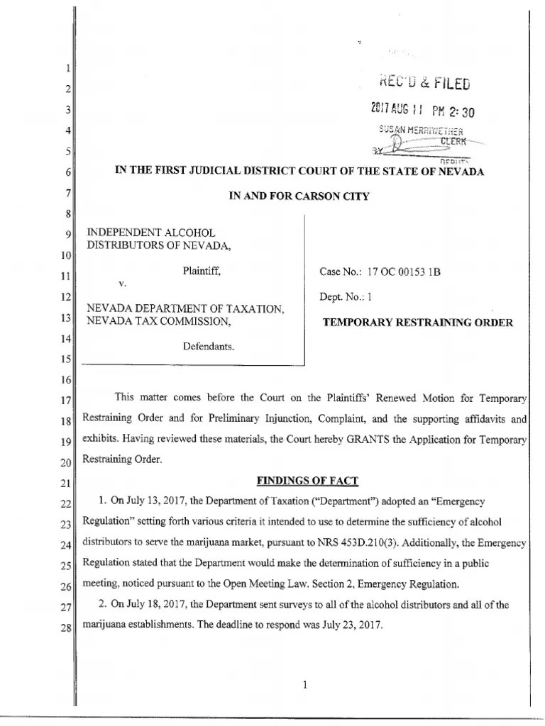 Temporary restraining order