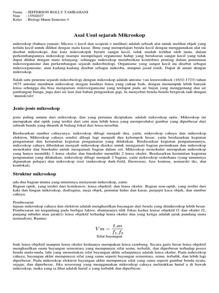 Sketsa Gambar Mikroskop Cahaya