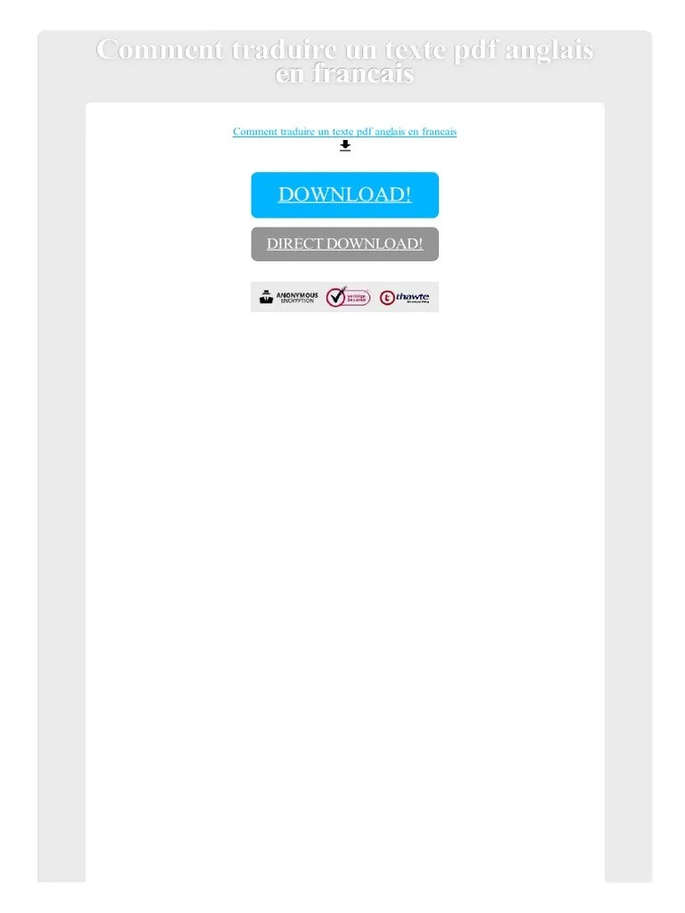 Comment Traduire Un Texte PDF Anglais en Francais
