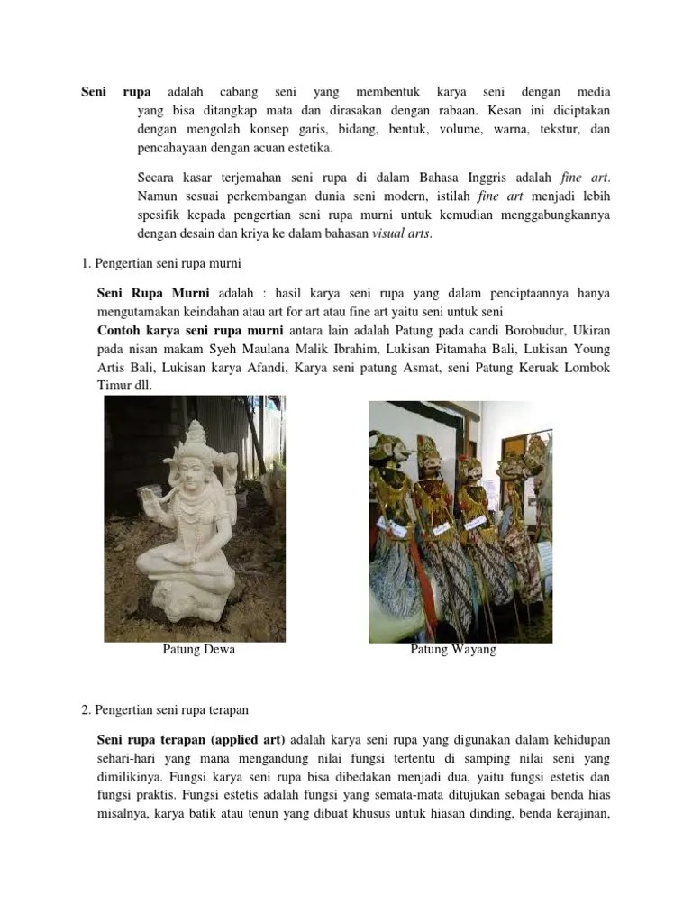 Seni Rupa Adalah Cabang Seni Yang Membentuk Karya Seni Dengan Media | PDF