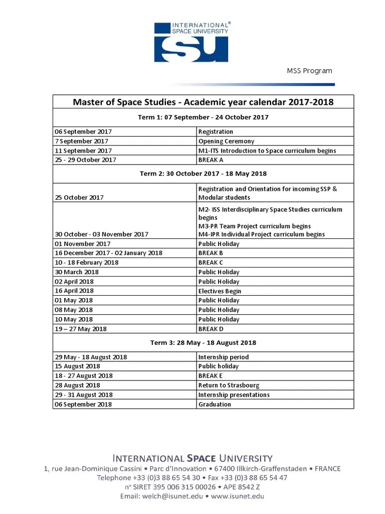Academic Year Calendar 1718 PDF