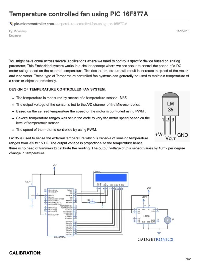 Temperature Controlled Fan Using PIC 16F877A PDF Analog To Digital