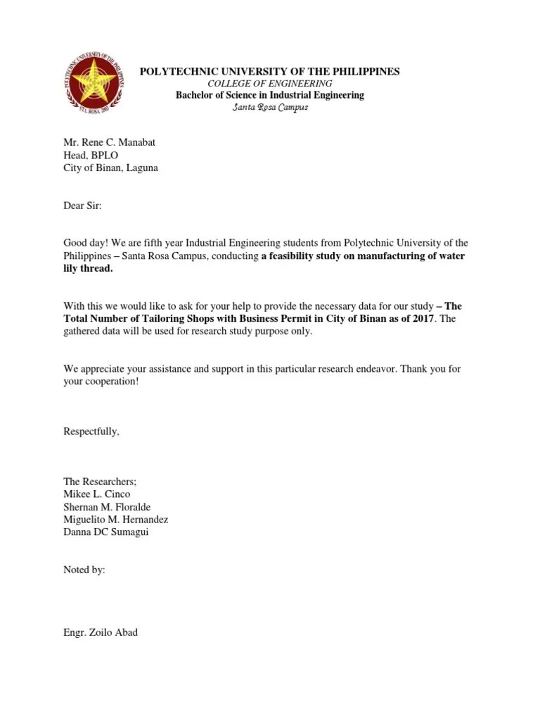 Letter of Request Business Permits Academic Discipline Interactions