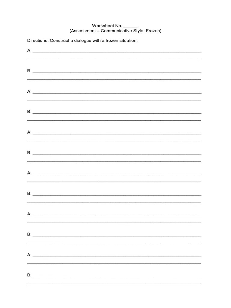 Worksheet Frozen Communicative Style