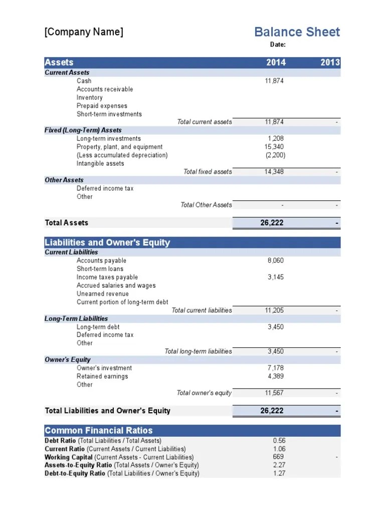 balancesheet.xlsx Balance Sheet Financial Accounting